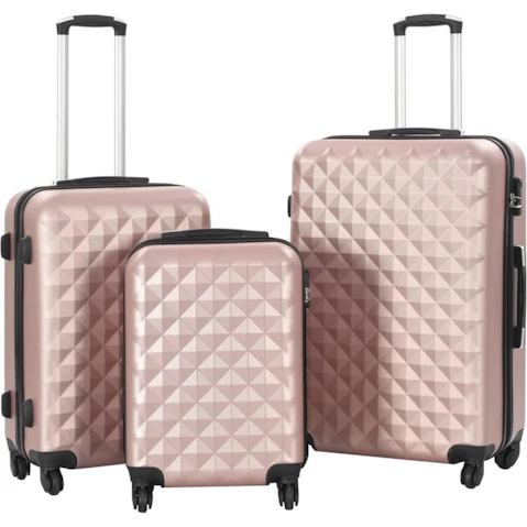 vidaXL 3-Piece Rose Gold ABS Hardcase Trolley Set
