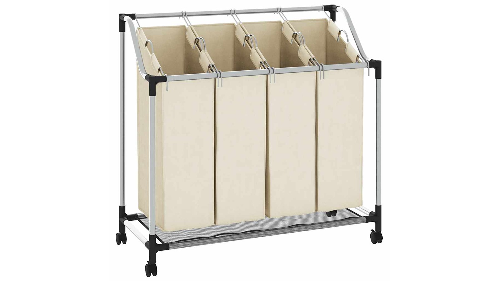 vidaXL Cream Steel Laundry Sorter with 4 Bag