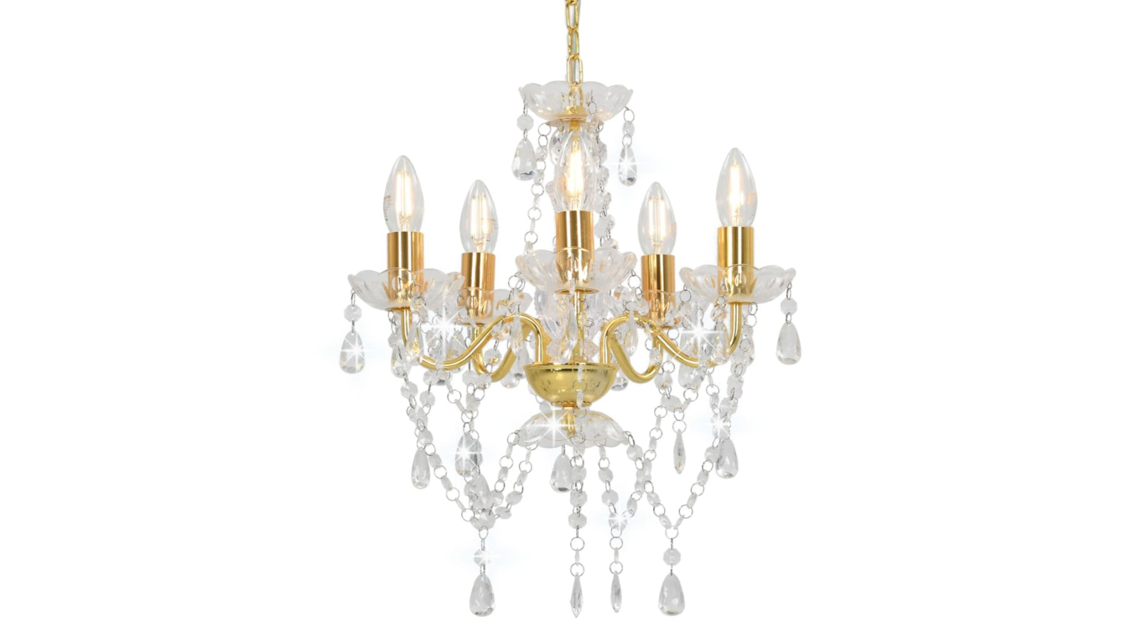 vidaXL 1 Piece Gold Chandelier with Crystal Beads