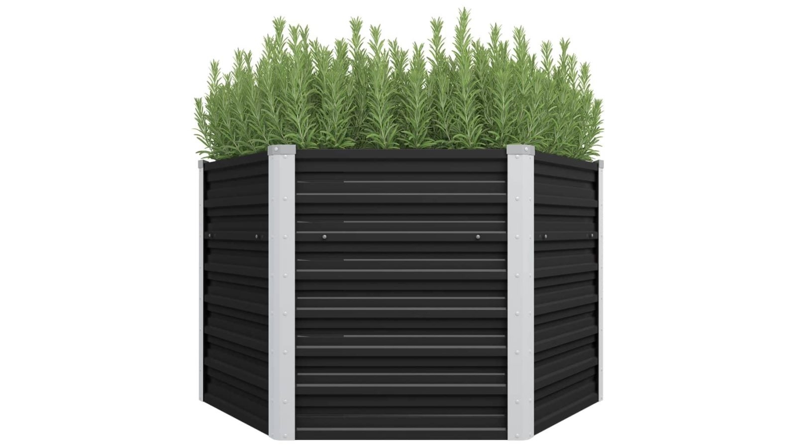 vidaXL Anthracite Galvanised Steel Garden Raised Bed - 129x129x77cm