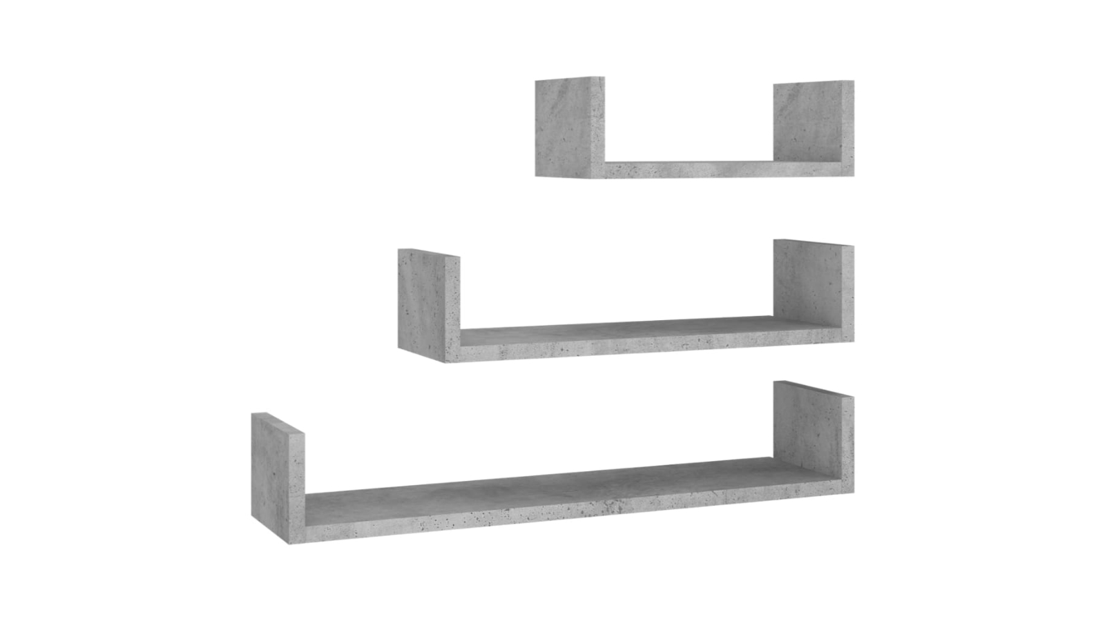 vidaXL 3 Piece Grey Engineered Wood Concrete Display Wall Shelf
