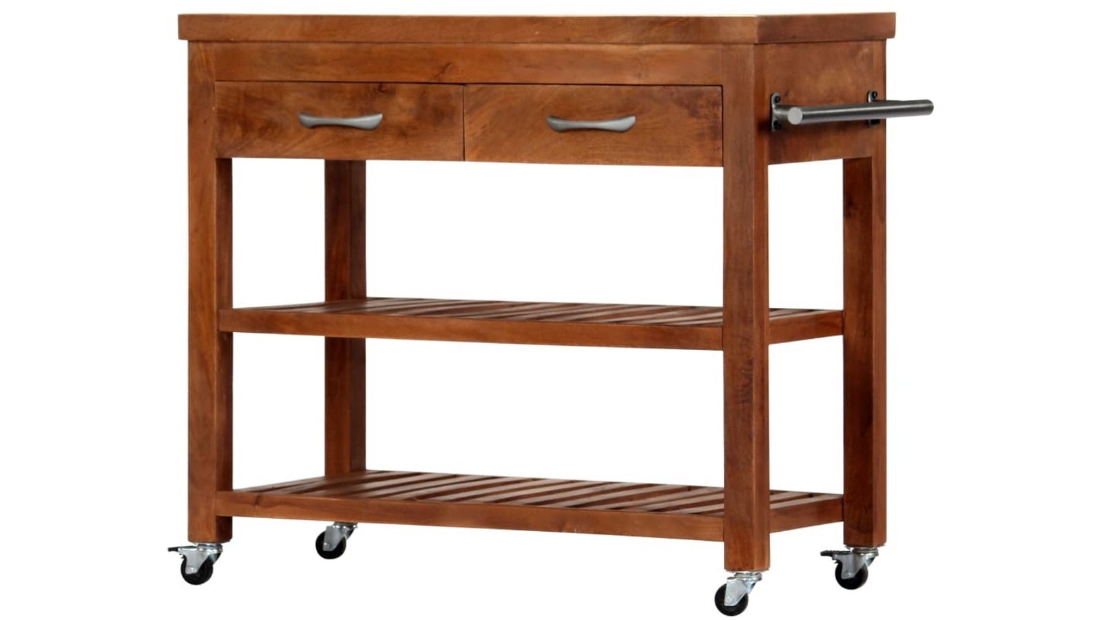 vidaXL 100x48x89cm Solid Acacia Wood Kitchen Trolley Harvey Norman