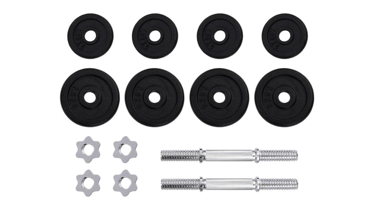 vidaXL 15 Piece Cast Dumbbell set - 20kg