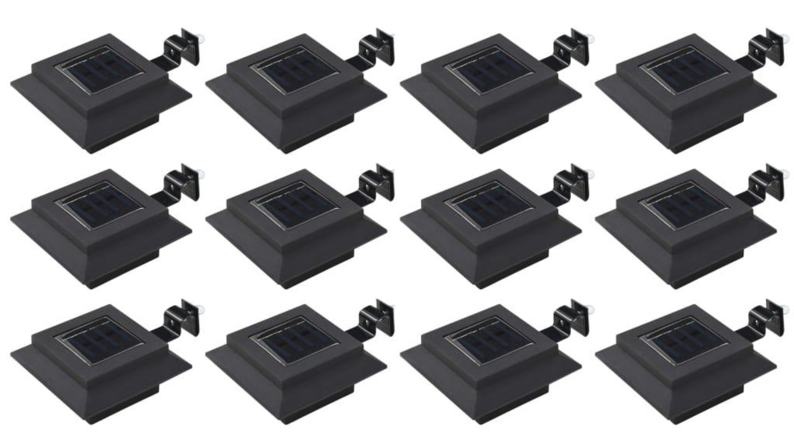 vidaXL 12 Piece Outdoor Black Solar Lamps LED Square - 12cm 