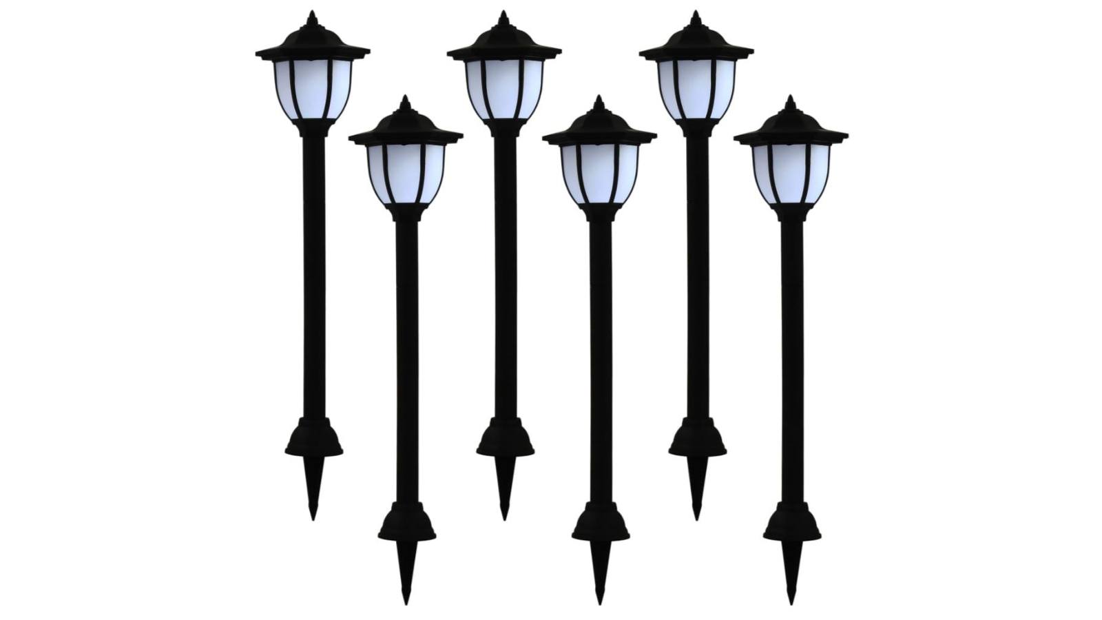 vidaXL 6 Piece Outdoor Solar Lamps LED - Black