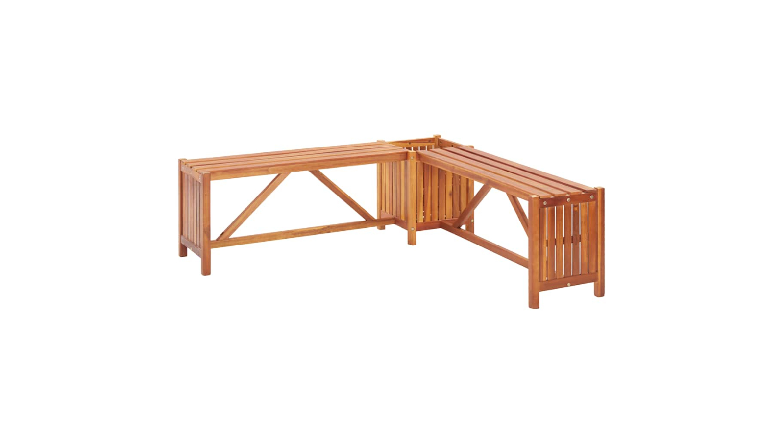 vidaXL Solid Acacia Wood Garden Corner Bench with Planter - 117 x 117 x 40cm