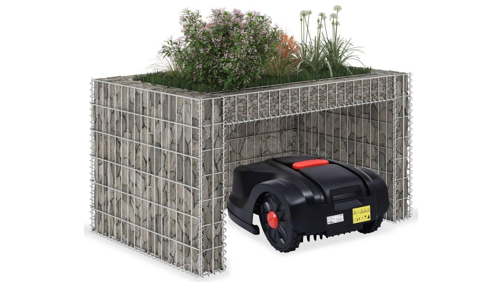 vidaXL Steel Wire Lawn Mower Garage with Raised Bed - 110x80x60cm 