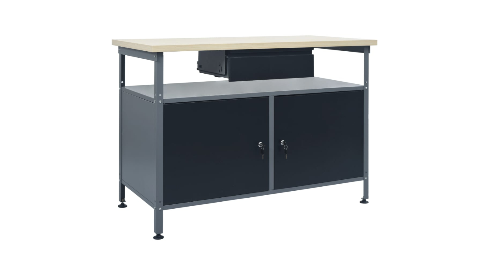 vidaXL Black Steel Workbench