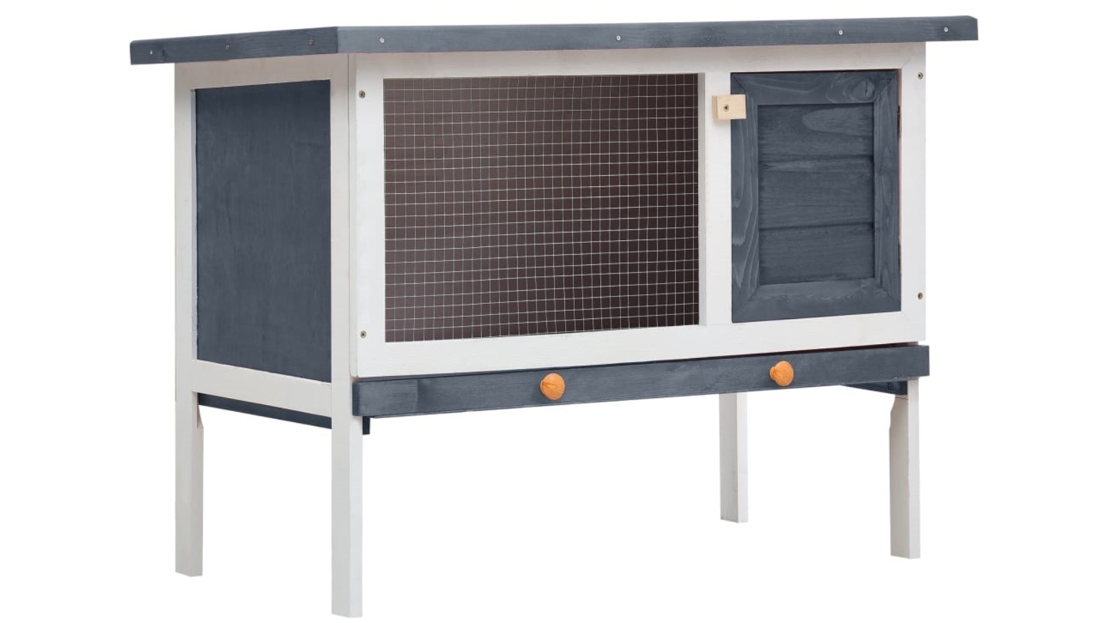 vidaXL 1 Layer Wood Outdoor Rabbit Hutch - Grey