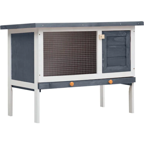 vidaXL 1 Layer Wood Outdoor Rabbit Hutch - Grey