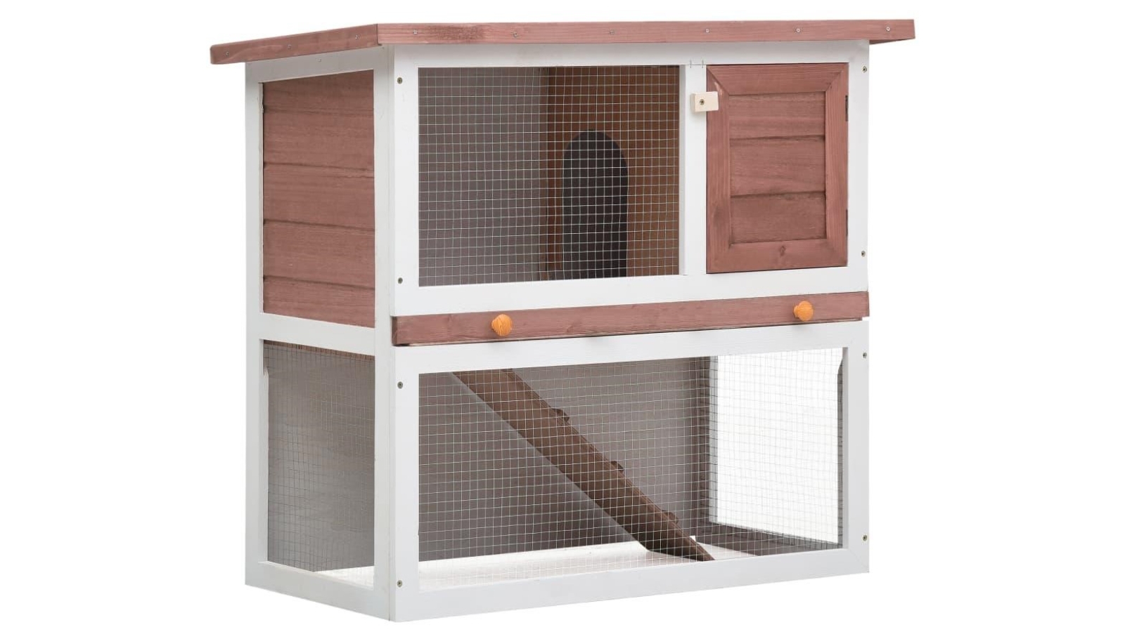 vidaXL 2 Layer Wood Outdoor Rabbit Hutch - Brown