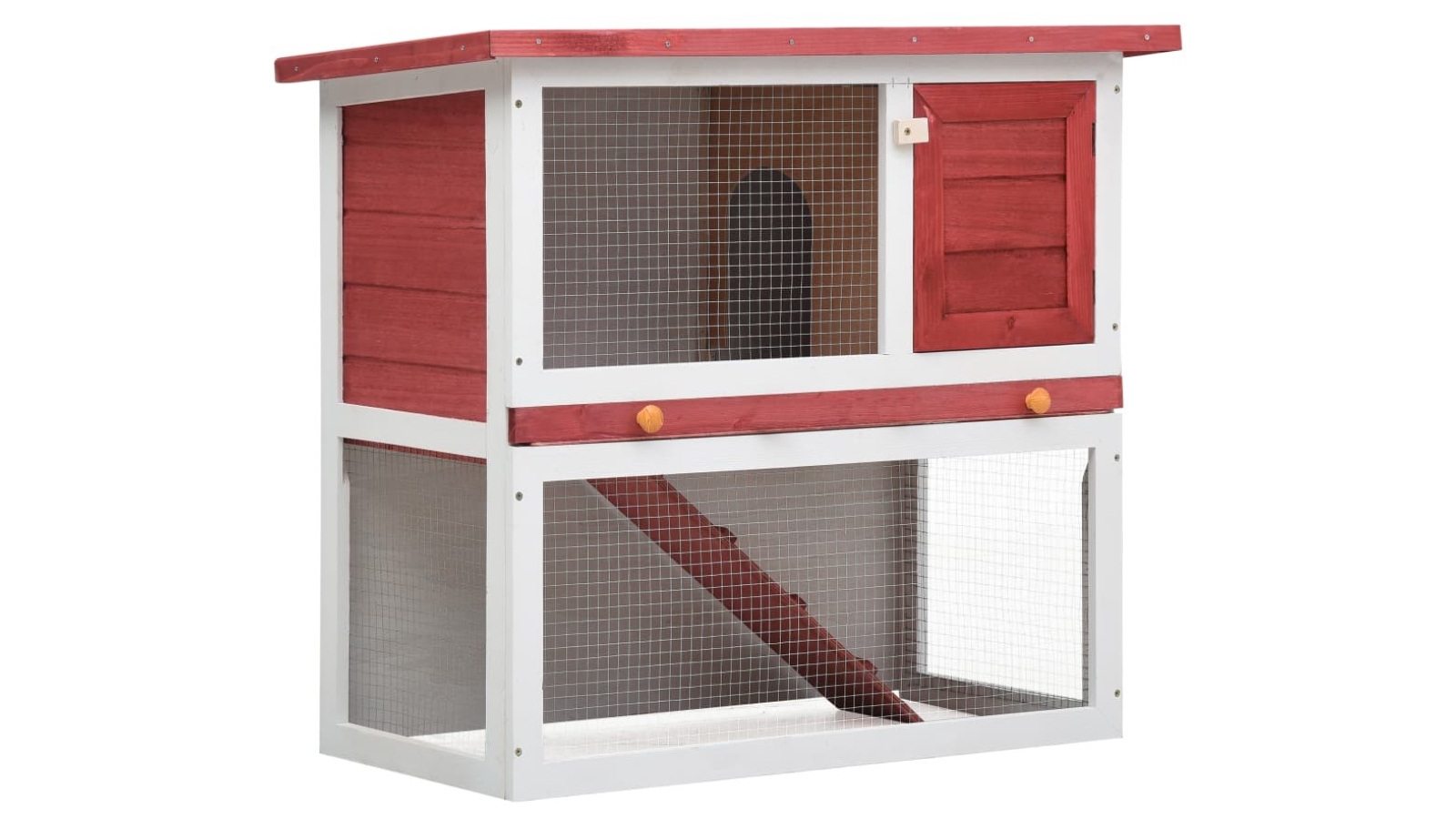vidaXL 2 Layer Wood Outdoor Rabbit Hutch - Red 