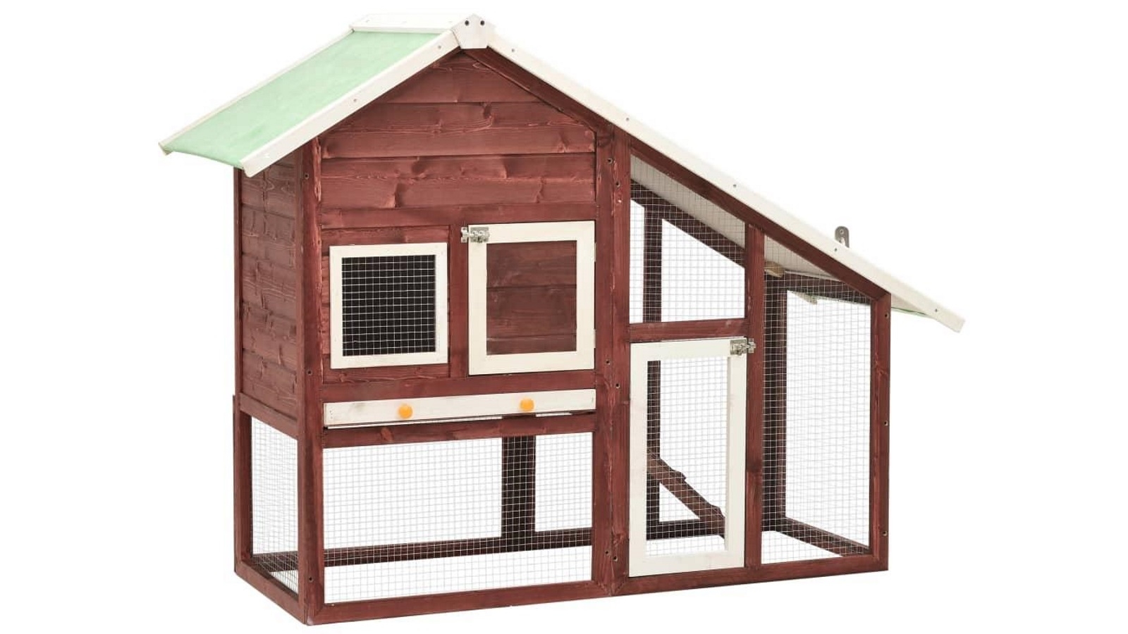 vidaXL 140 x 63 x 120cm Solid Firwood Rabbit Hutch - Mocha/White