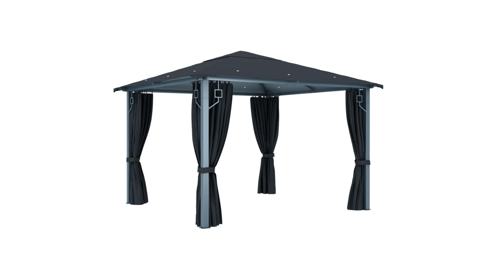 vidaXL Aluminium 300 x 300 cm Gazebo with Curtain - Anthracite