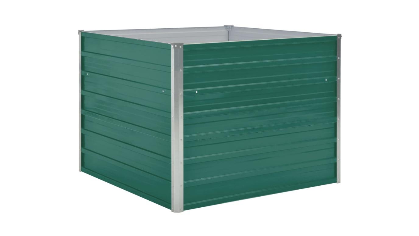vidaXL Galvanised Steel Green Raised Garden Bed - 100 x 100 x 77cm