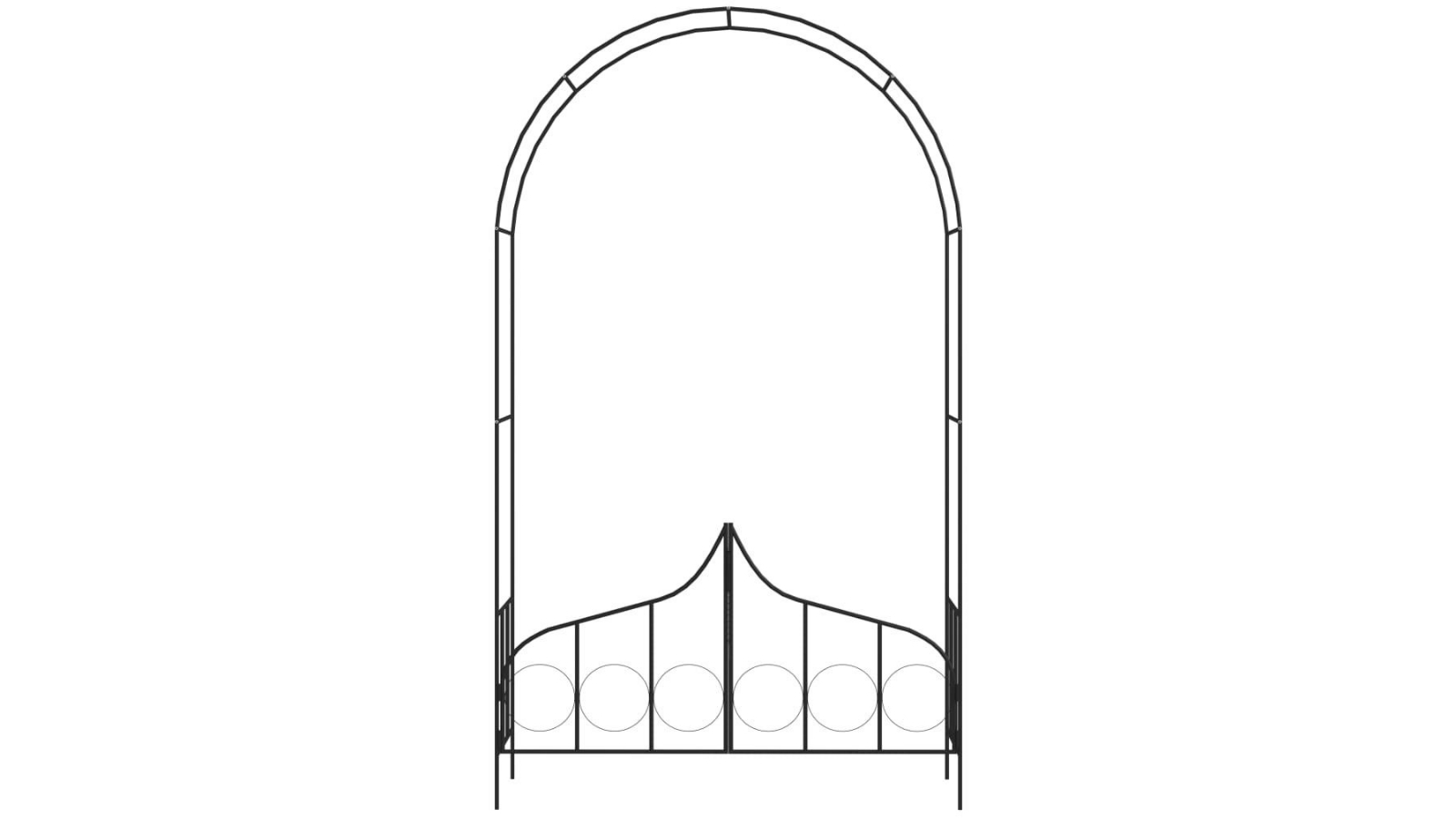 vidaXL Iron Black Garden Arch with Gate - 138 x 40 x 238cm 
