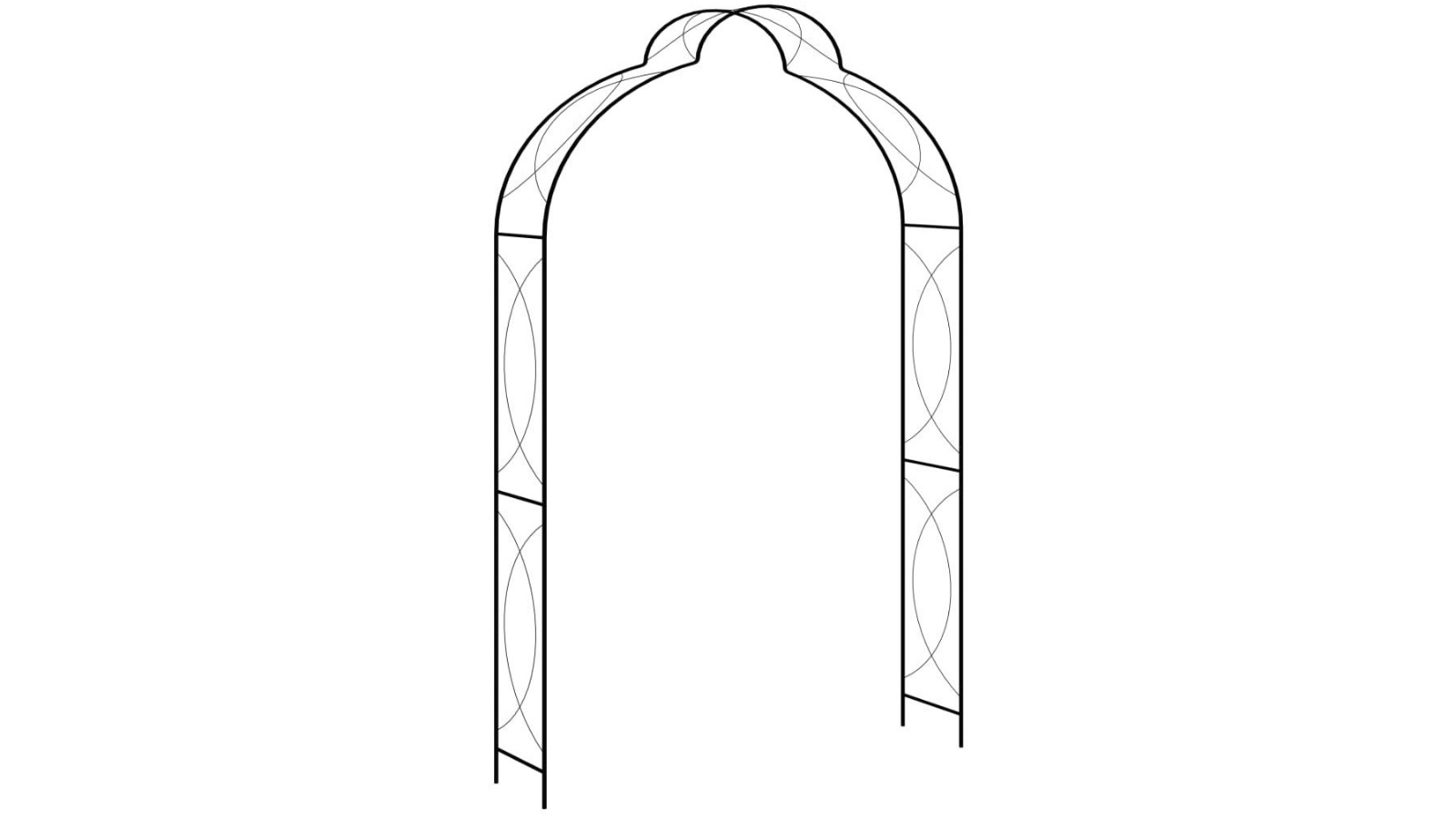 vidaXL Black Iron Garden Arch - 150 x 34 x 240cm