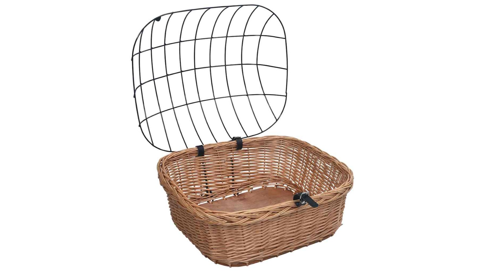 vidaXL Natural Willow Bike Front Basket with Cover - 50 x 45 x 35cm
