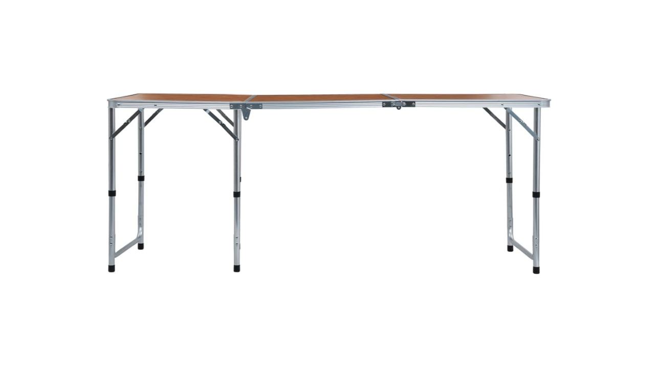 vidaXL Brown Aluminium Foldable Camping Table - 180 x 60cm
