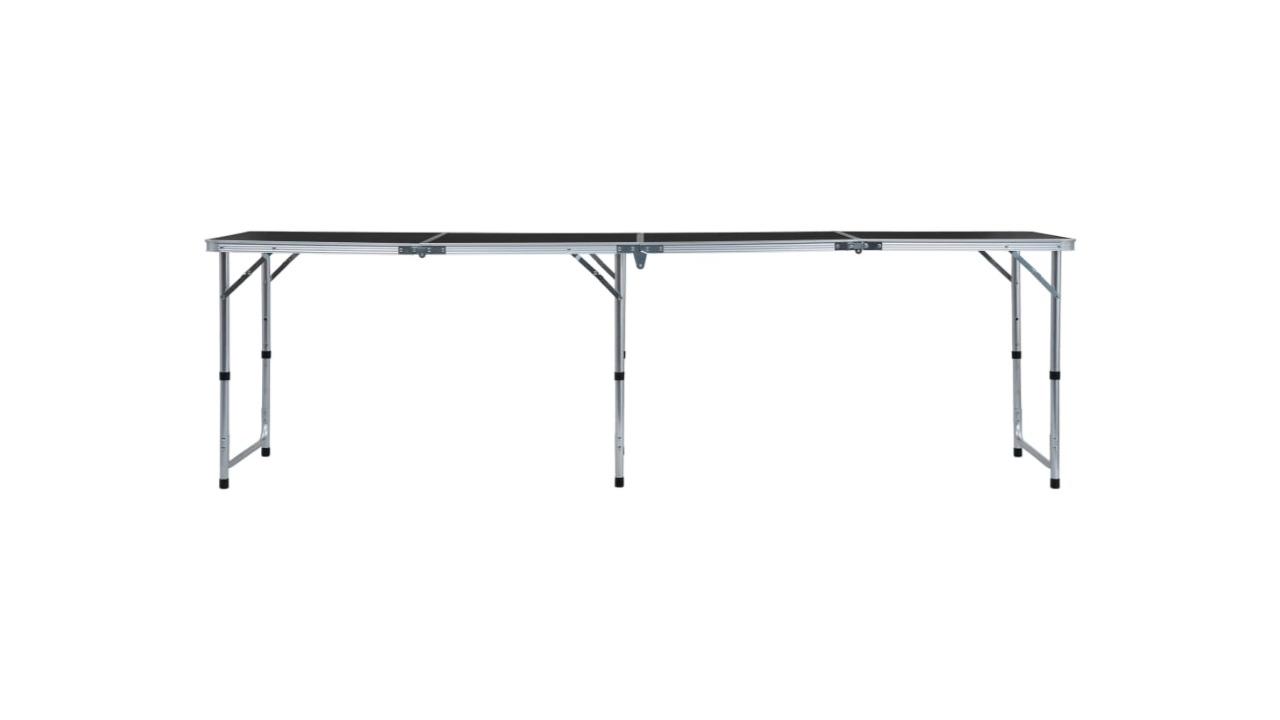vidaXL Grey Aluminium Foldable Camping Table - 240 x 60cm