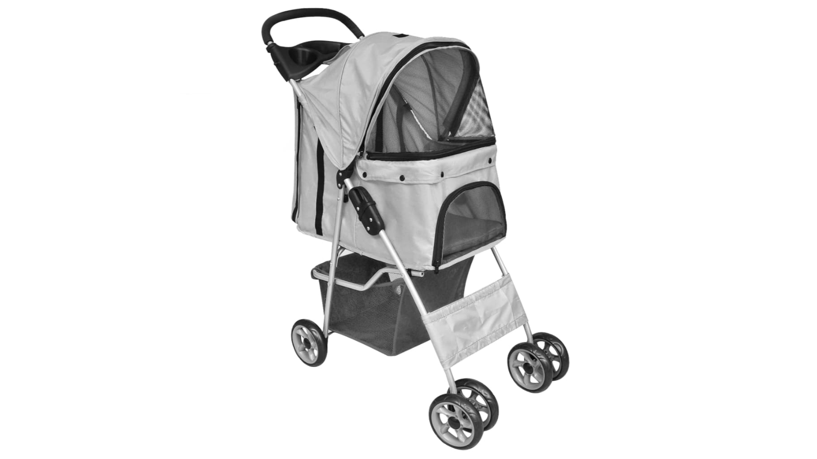 vidaXL Travel Carrier Folding Pet Stroller - Grey