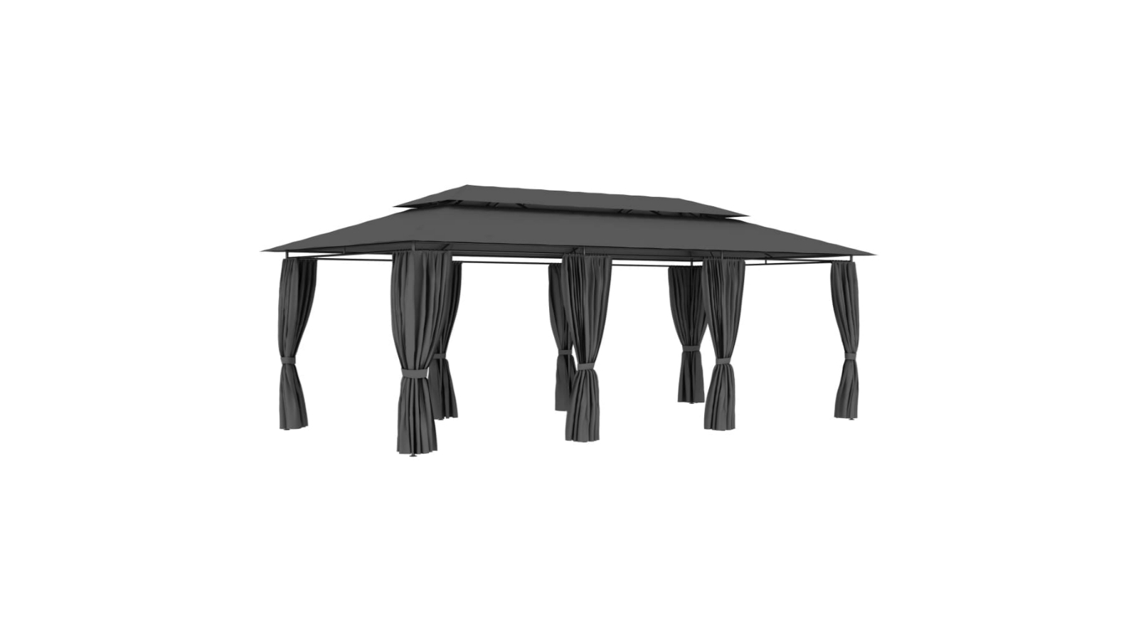 vidaXL 600 x 298 x 270 cm Gazebo with Curtains - Anthracite