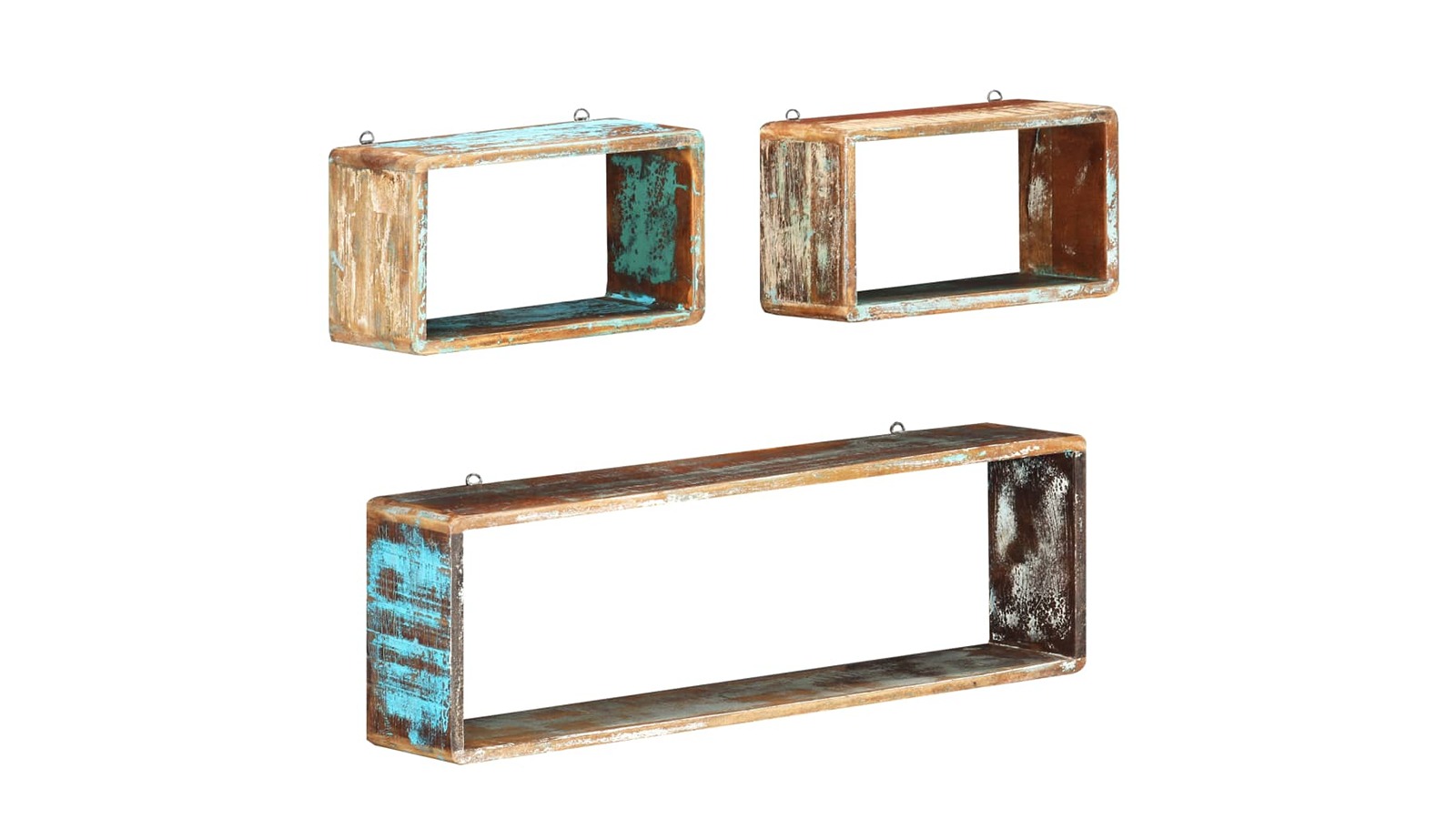 vidaXL 3 Piece Solid Reclaimed Wood Wall Cube Shelf Set
