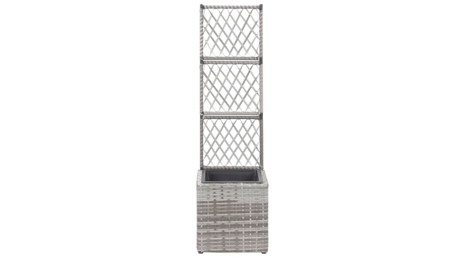 vidaXL Poly Rattan 30 x 30 x 107cm Trellis Raised Bed with 1 Pot - Grey