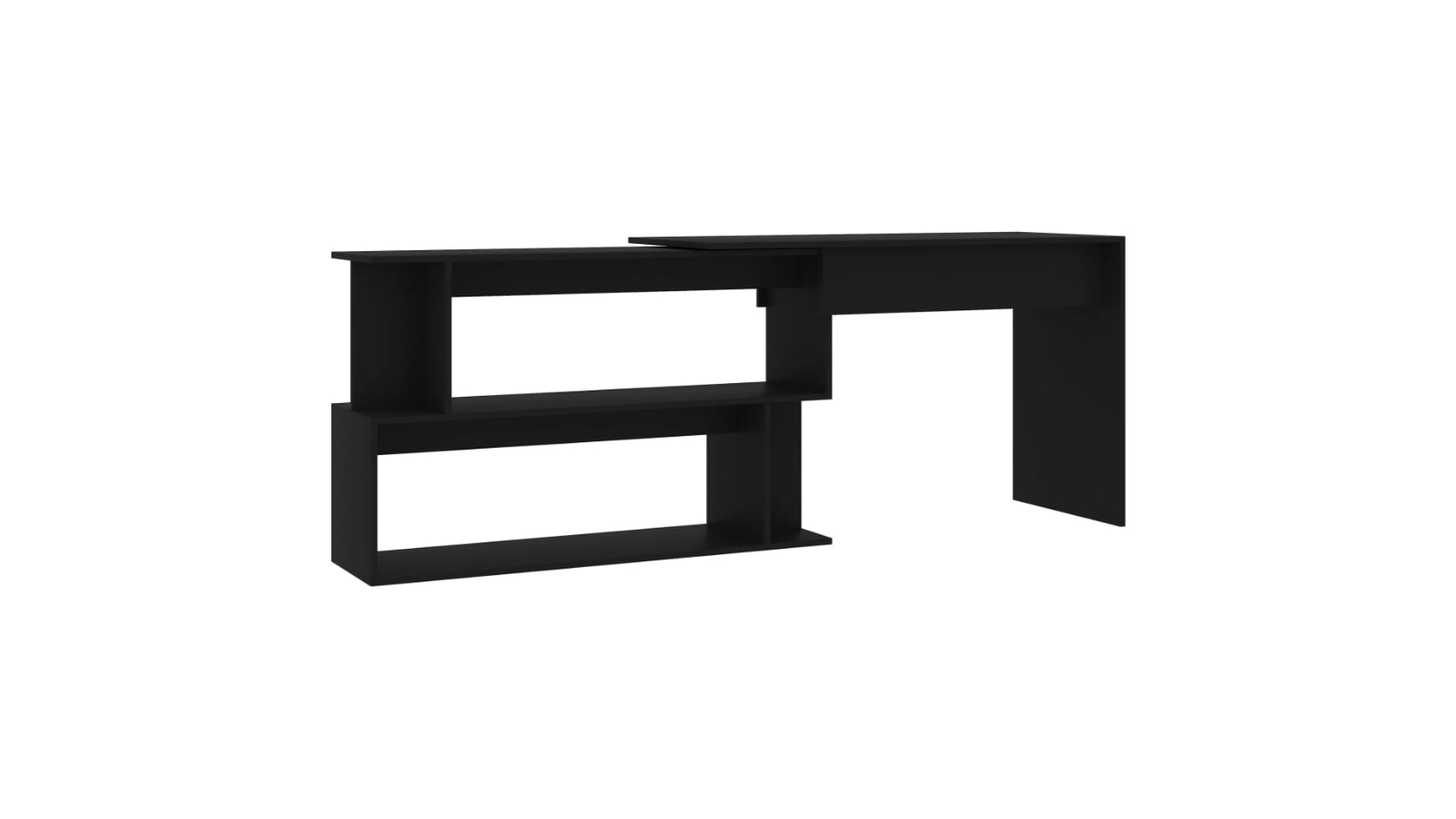 vidaXL Black Engineered Wood 200 x 50 x 76cm Corner Desk