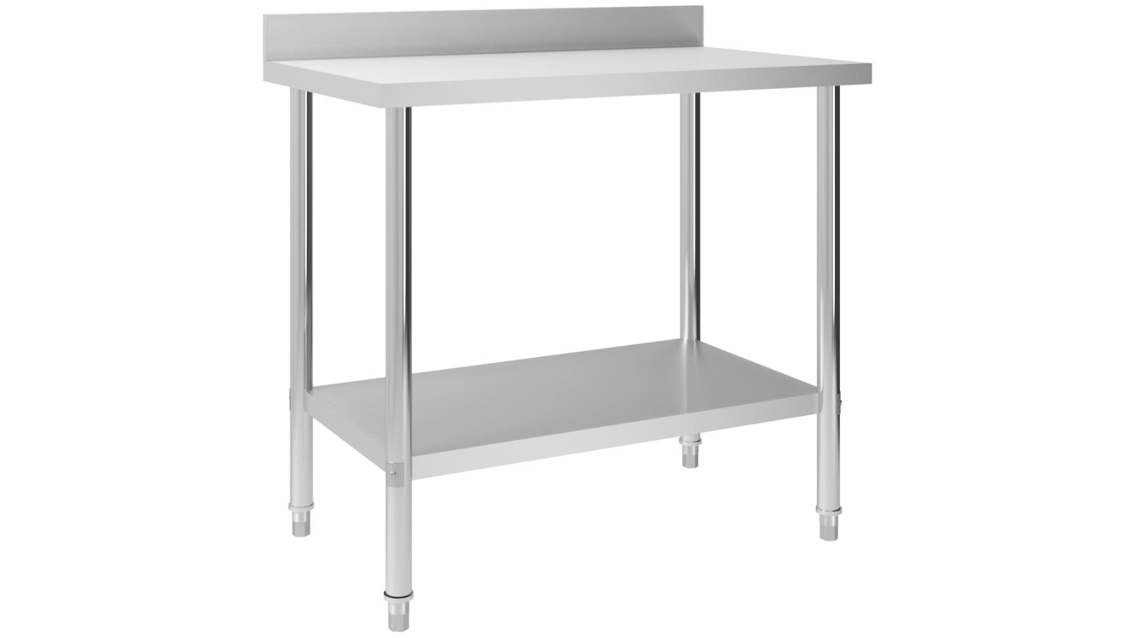 vidaXL Stainless Steel Kitchen Work Table Bench with Backsplash - Large