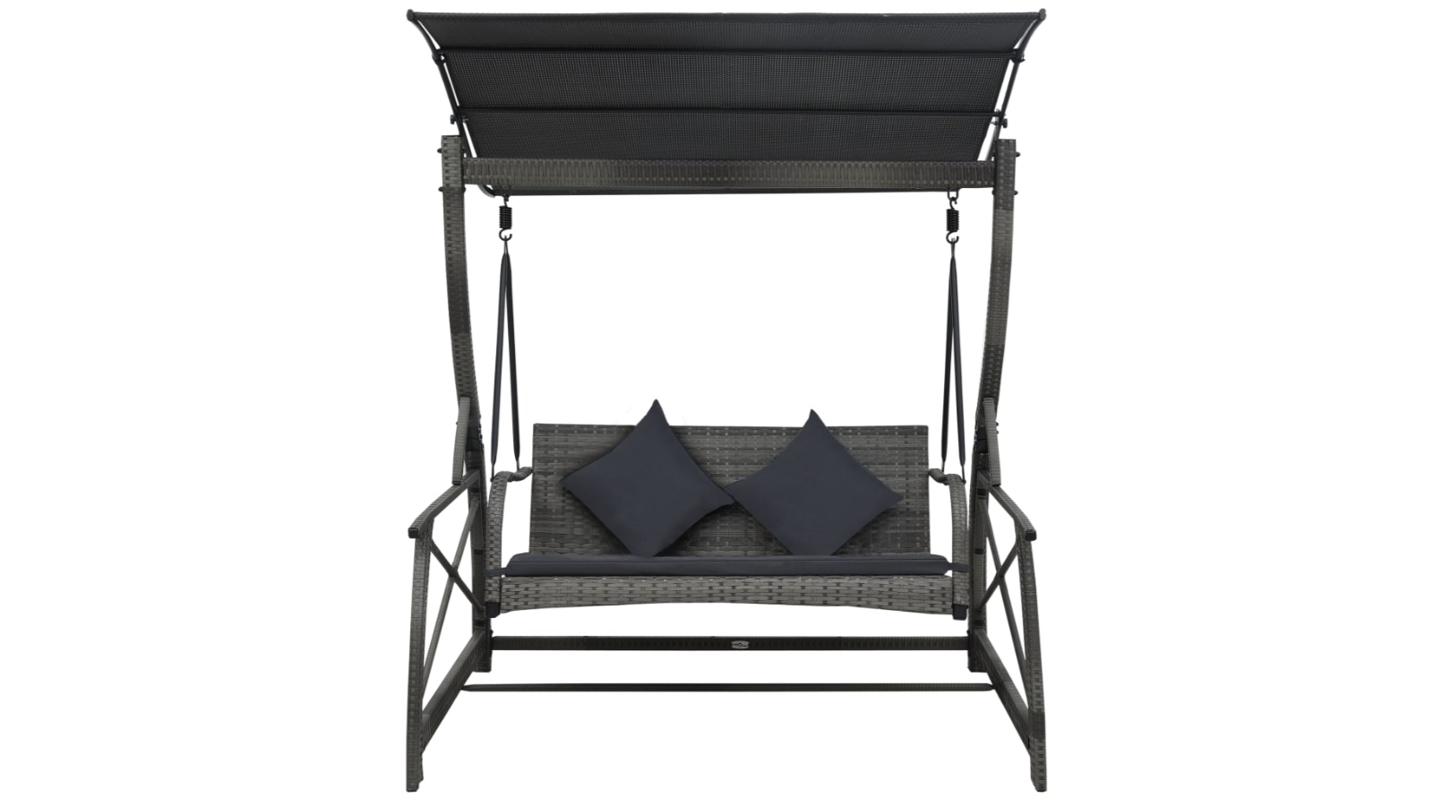 vidaXL Poly Rattan 3 Seater Garden Canopy Swing Bench - Grey