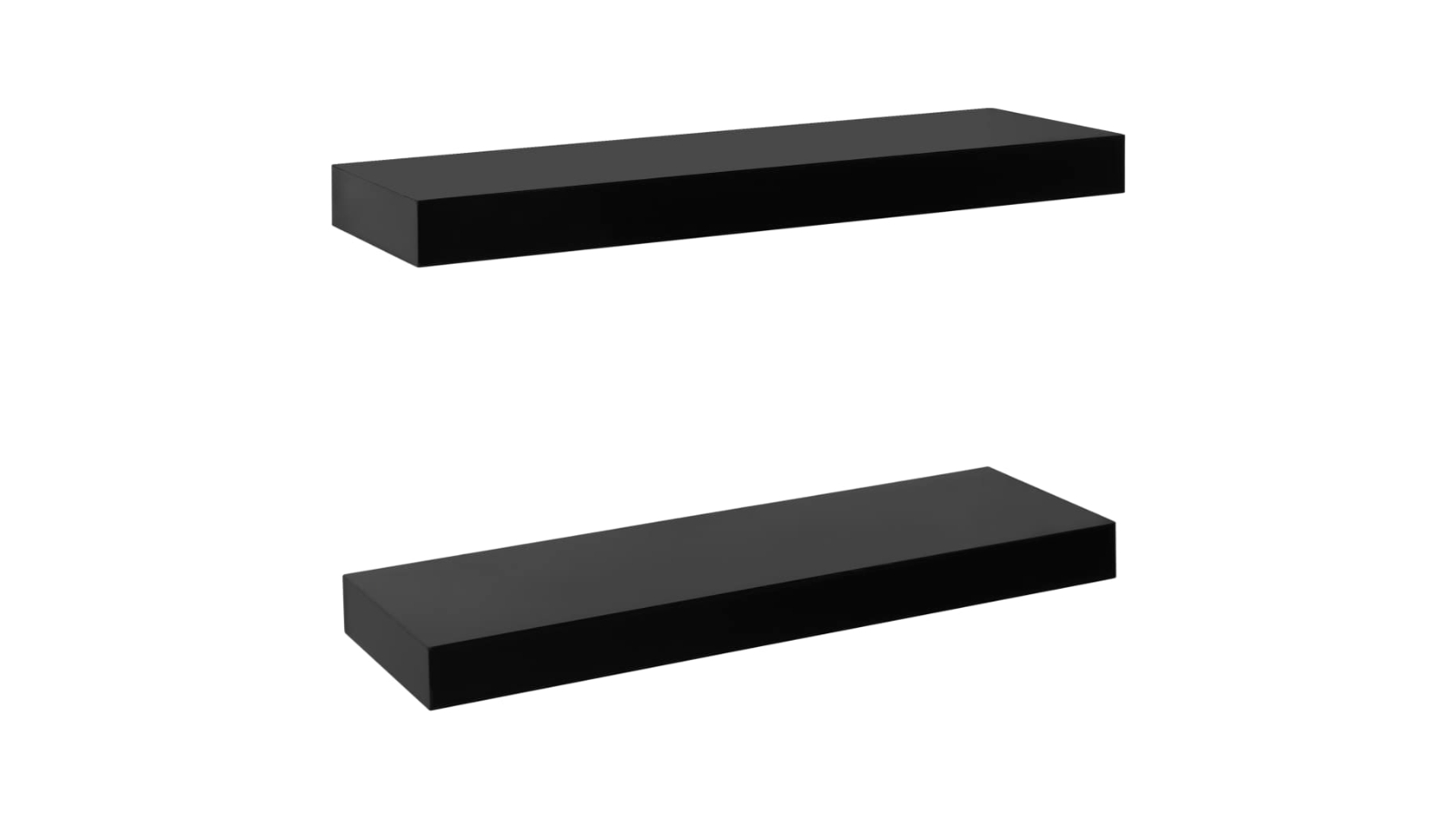 vidaXL 2 Piece Black Floating Wall Shelf - 40 x 20 x 3.8cm