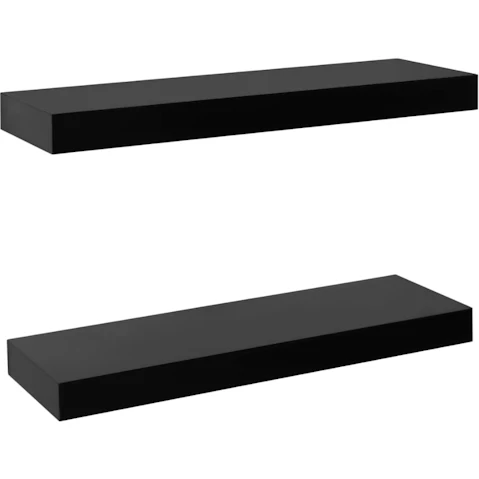 vidaXL 2 Piece Black Floating Wall Shelf - 40 x 20 x 3.8cm
