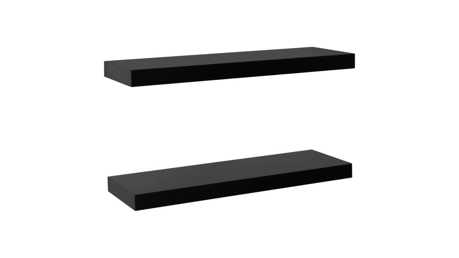 vidaXL 2 Piece Black Floating Wall Shelf - 60 x 20 x 3.8cm