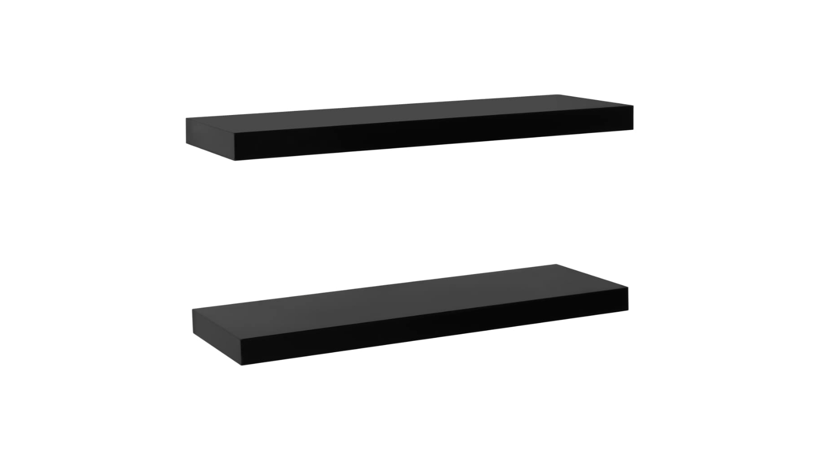vidaXL 2 Piece Black Floating Wall Shelf - 80 x 20 x 3.8cm