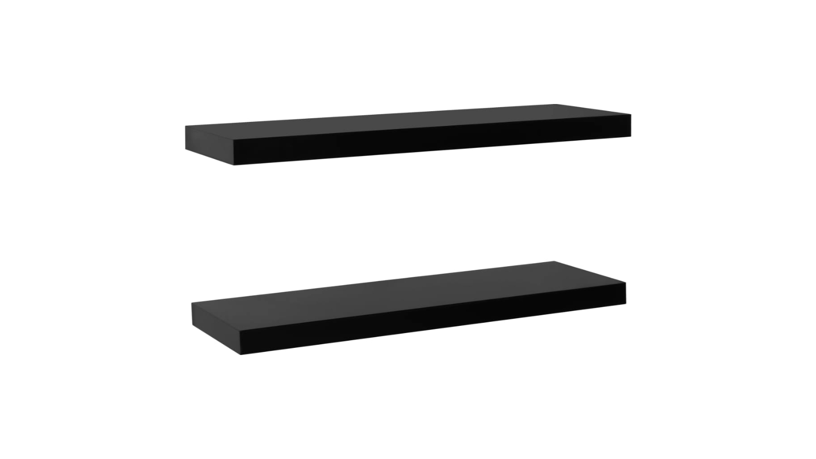 vidaXL 2 Piece Black Floating Wall Shelf - 100 x 20 x 3.8cm