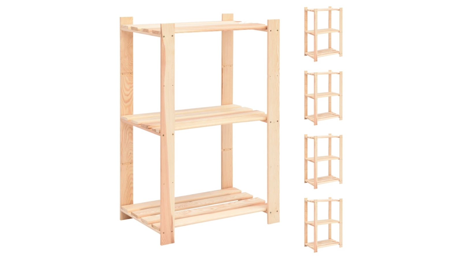 Polywood Storage Racks vidaXL 5 Piece Solid Wood Pine 3-Tier Storage Racks 150kg - 60 x 38 x ...