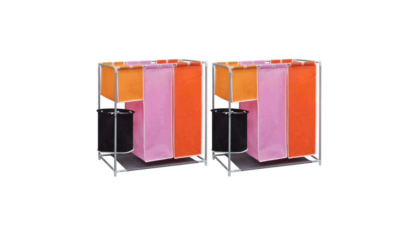 vidaXL 2 Piece 3-Section Laundry Sorter Hamper with Washing Bin