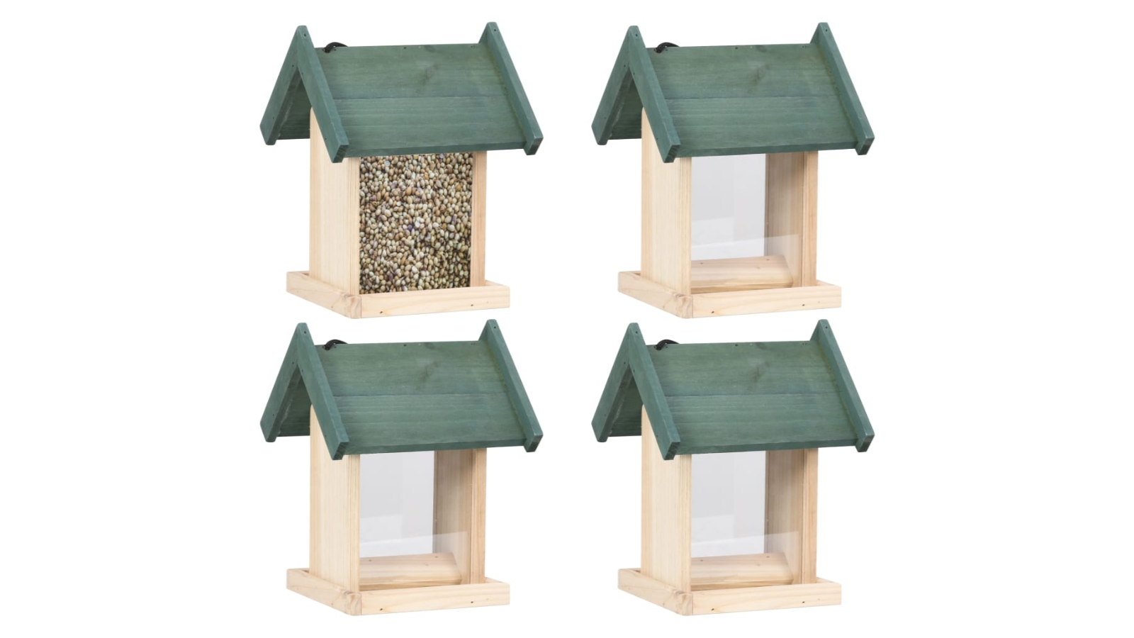 vidaXL 4 Piece Firwood Bird Feeders