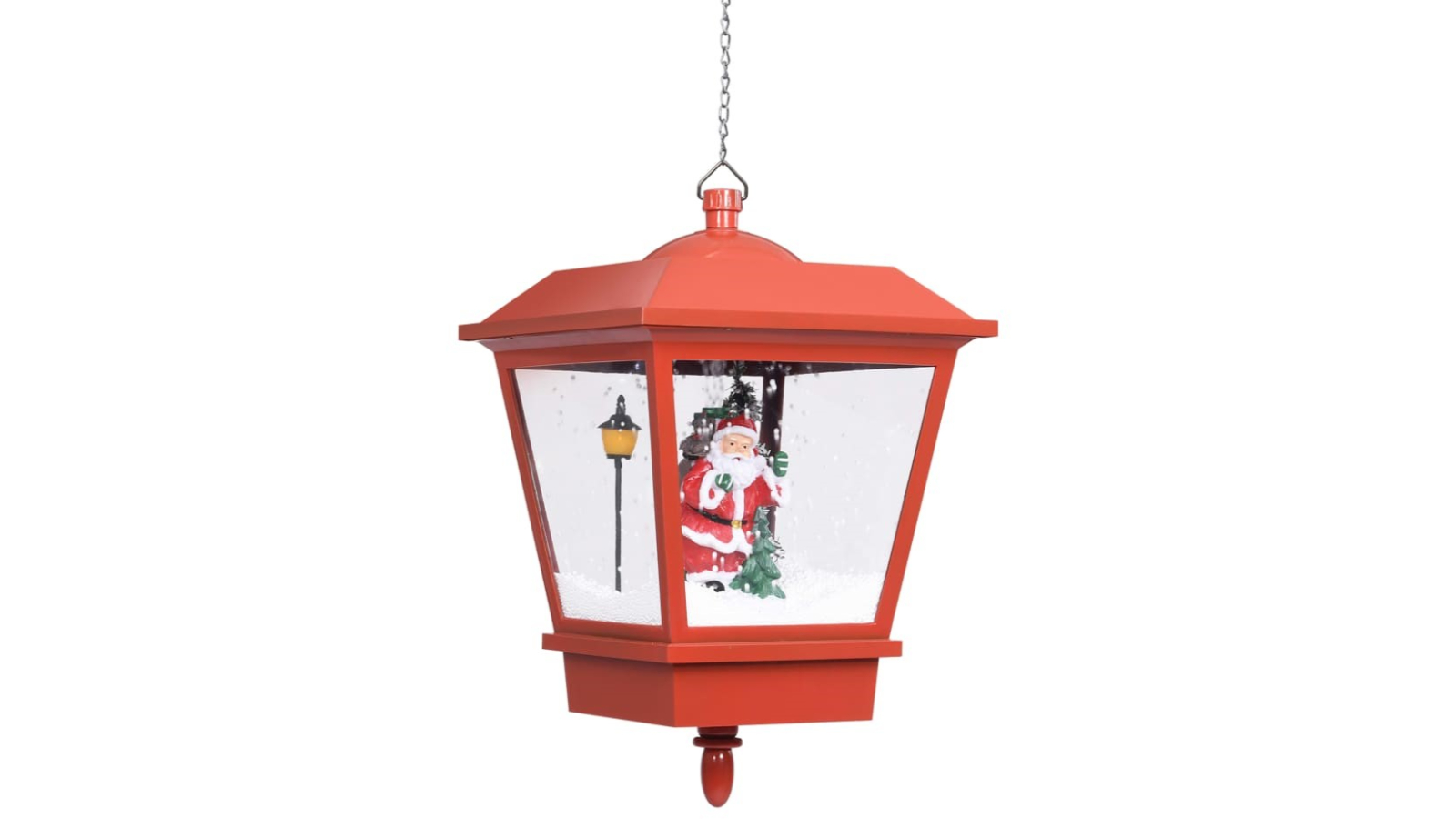 vidaXL 27 x 27 x 45cm Christmas Hanging Lamp with LED Light - Santa Red