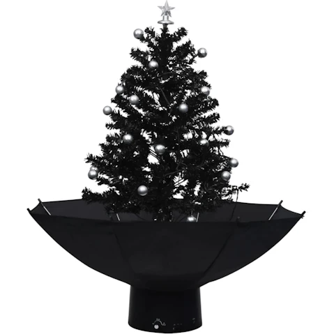vidaXL 75cm PVC Snowing Christmas Tree with Umbrella Base - Black
