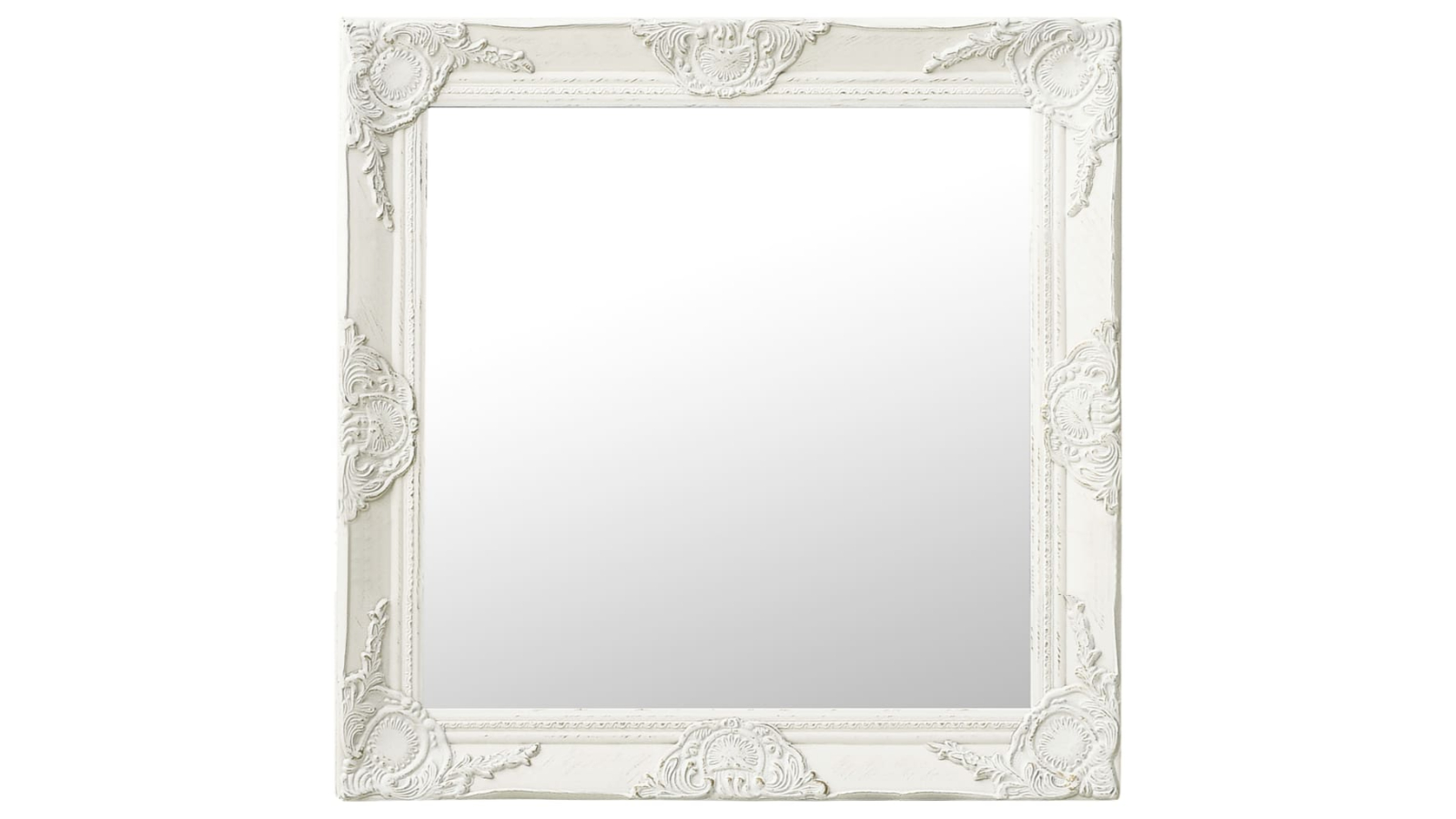 vidaXL White Baroque Style 60 x 60cm Wall Mirror