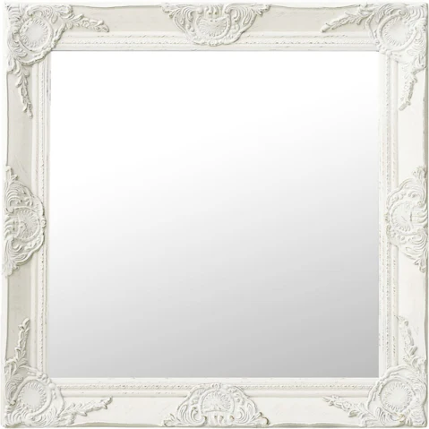 vidaXL White Baroque Style 60 x 60cm Wall Mirror