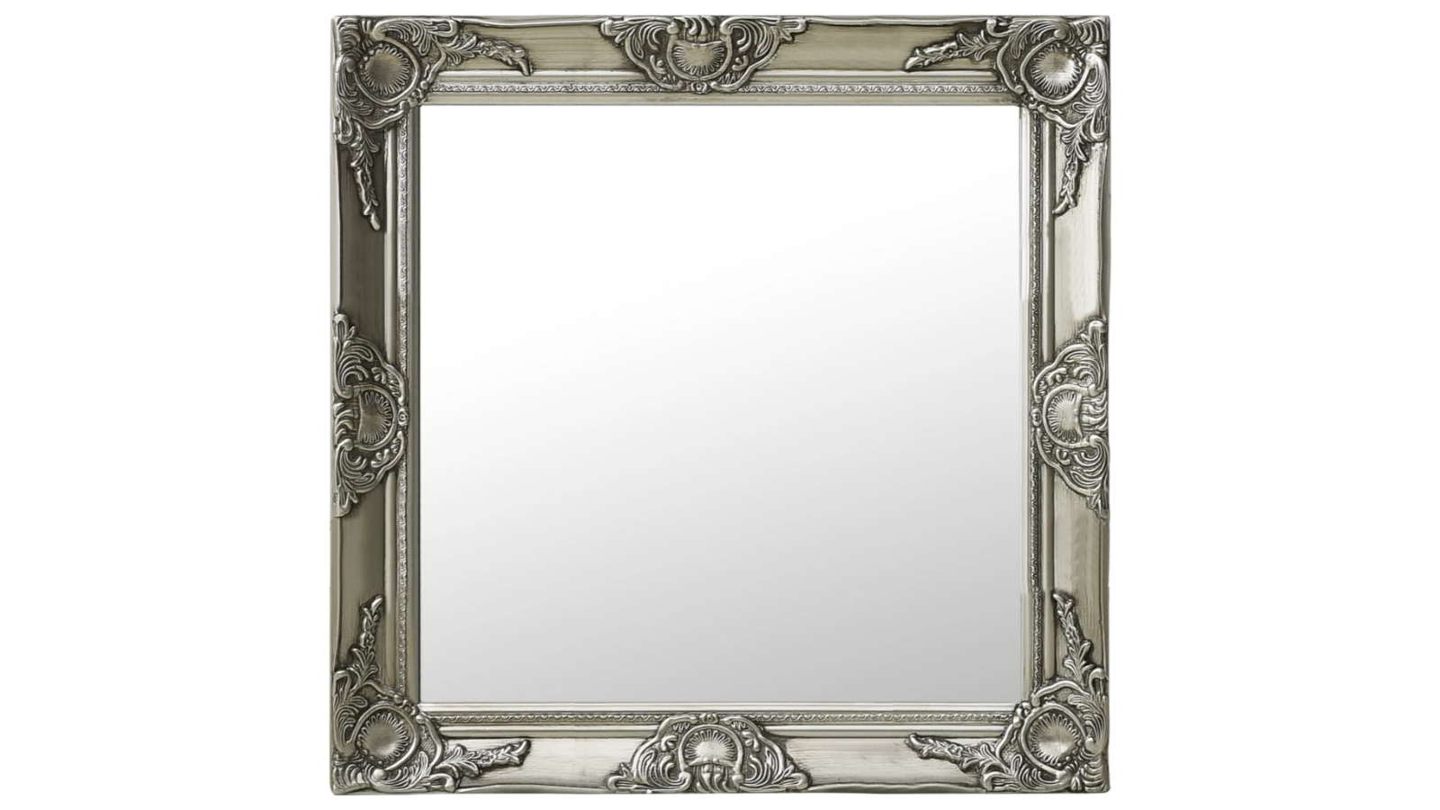 vidaXL Silver Baroque Style 60 x 60cm Wall Mirror