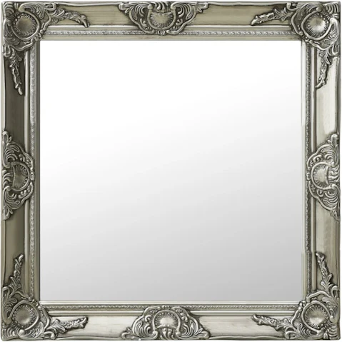 vidaXL Silver Baroque Style 60 x 60cm Wall Mirror
