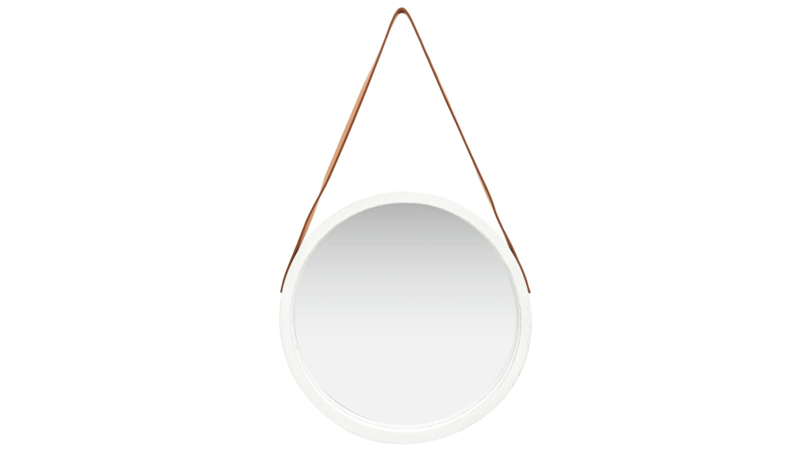 vidaXL White 50cm Wall Mirror with Strap