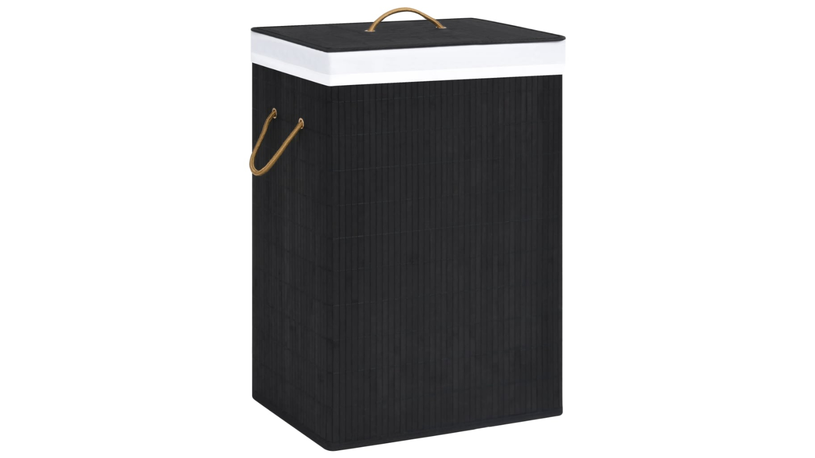 vidaXL Black Bamboo 72 Litre Laundry Basket with 2-Section