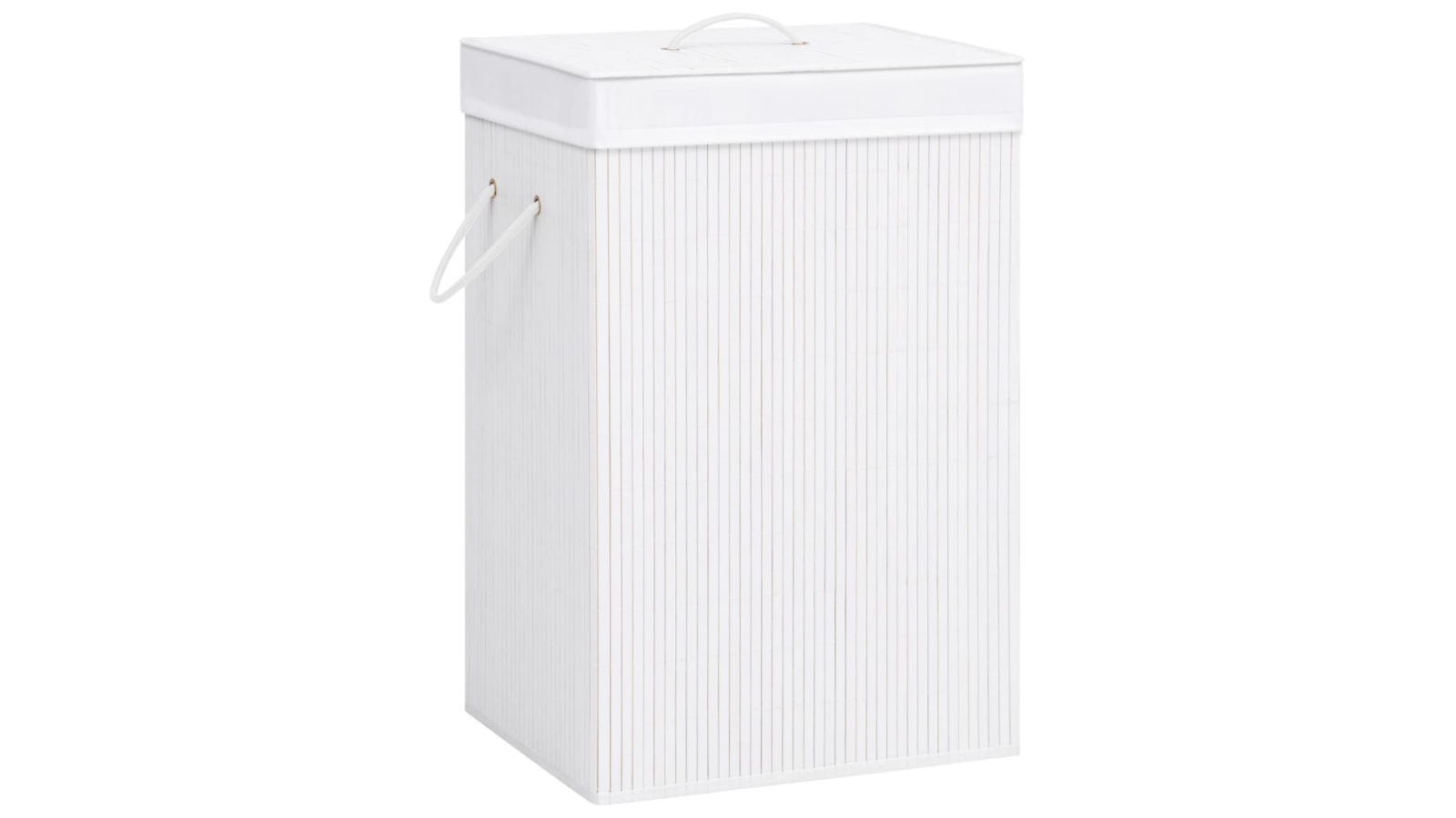 vidaXL White Bamboo Laundry Basket with Single Section