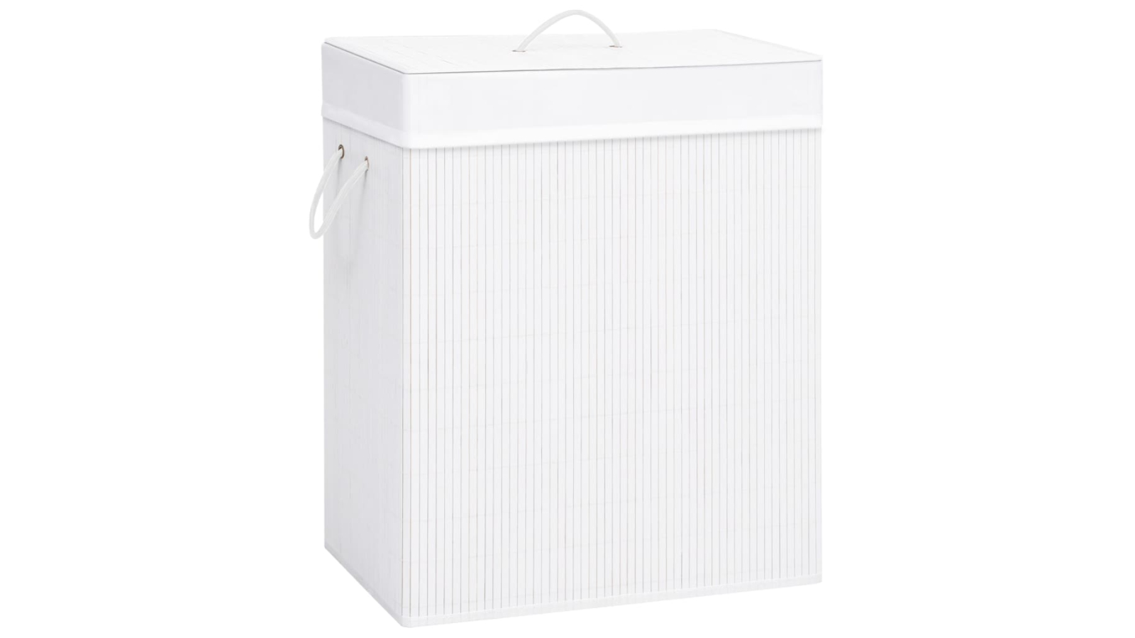 vidaXL White Bamboo 83 Litre Laundry Basket with Single Section