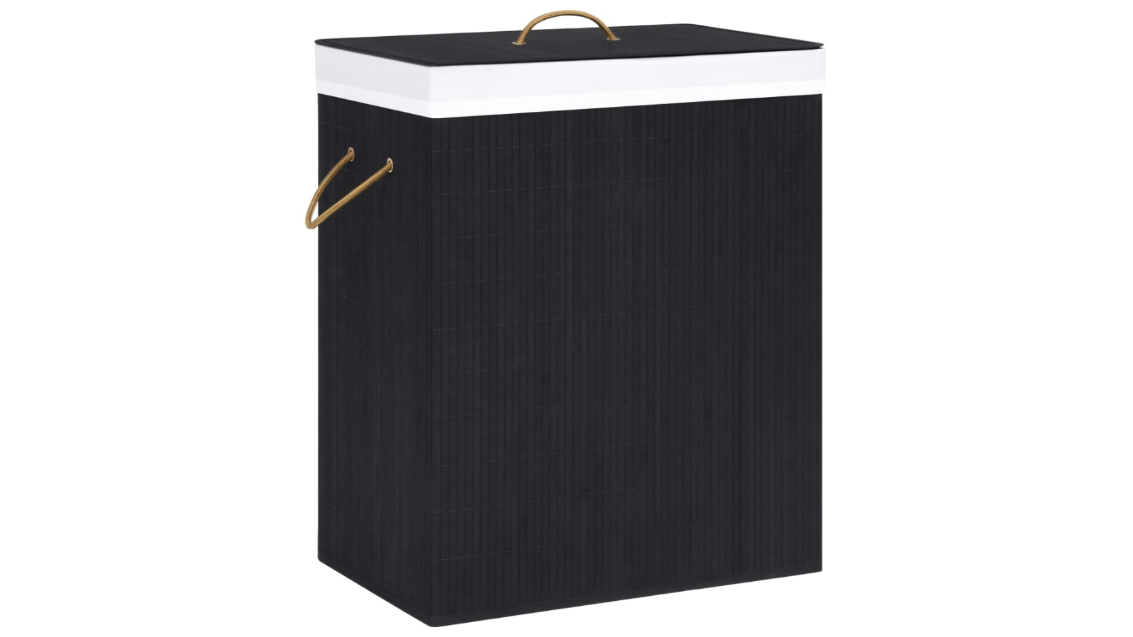 vidaXL Black 83 Large Bamboo Laundry Basket with Single Section